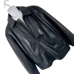 JOS. A. BANK! LUXURIOUS, HEAVY BLACK PEBBLED GENUINE LEATHER JACKET, COAT! SZ XL